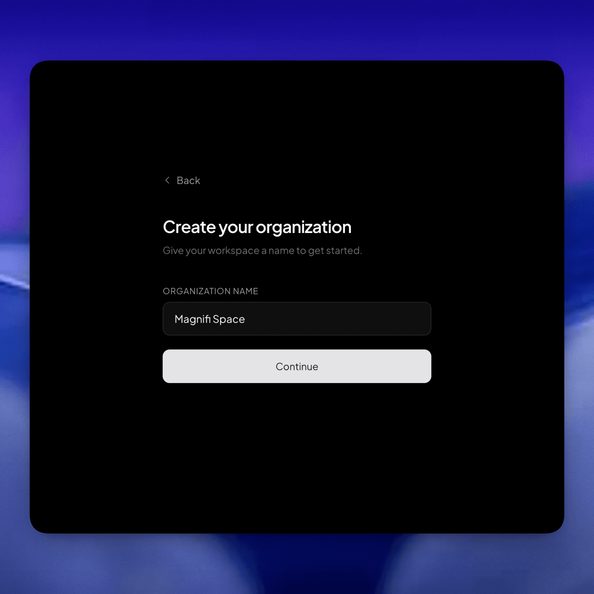 Create Organization Name