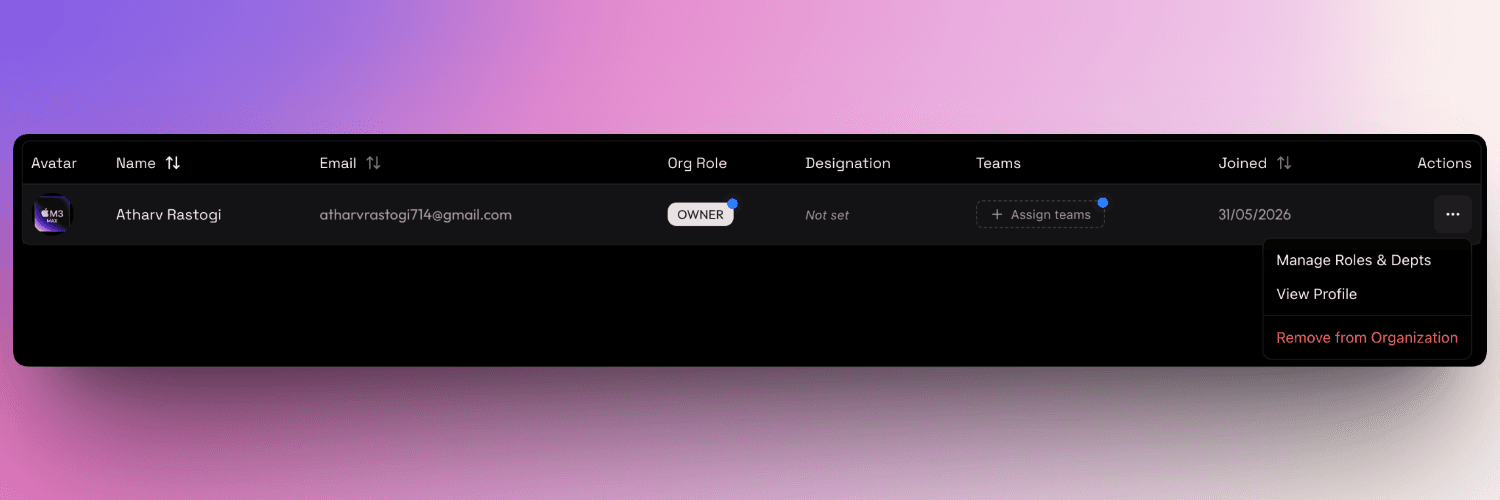 orgbadge dropdown