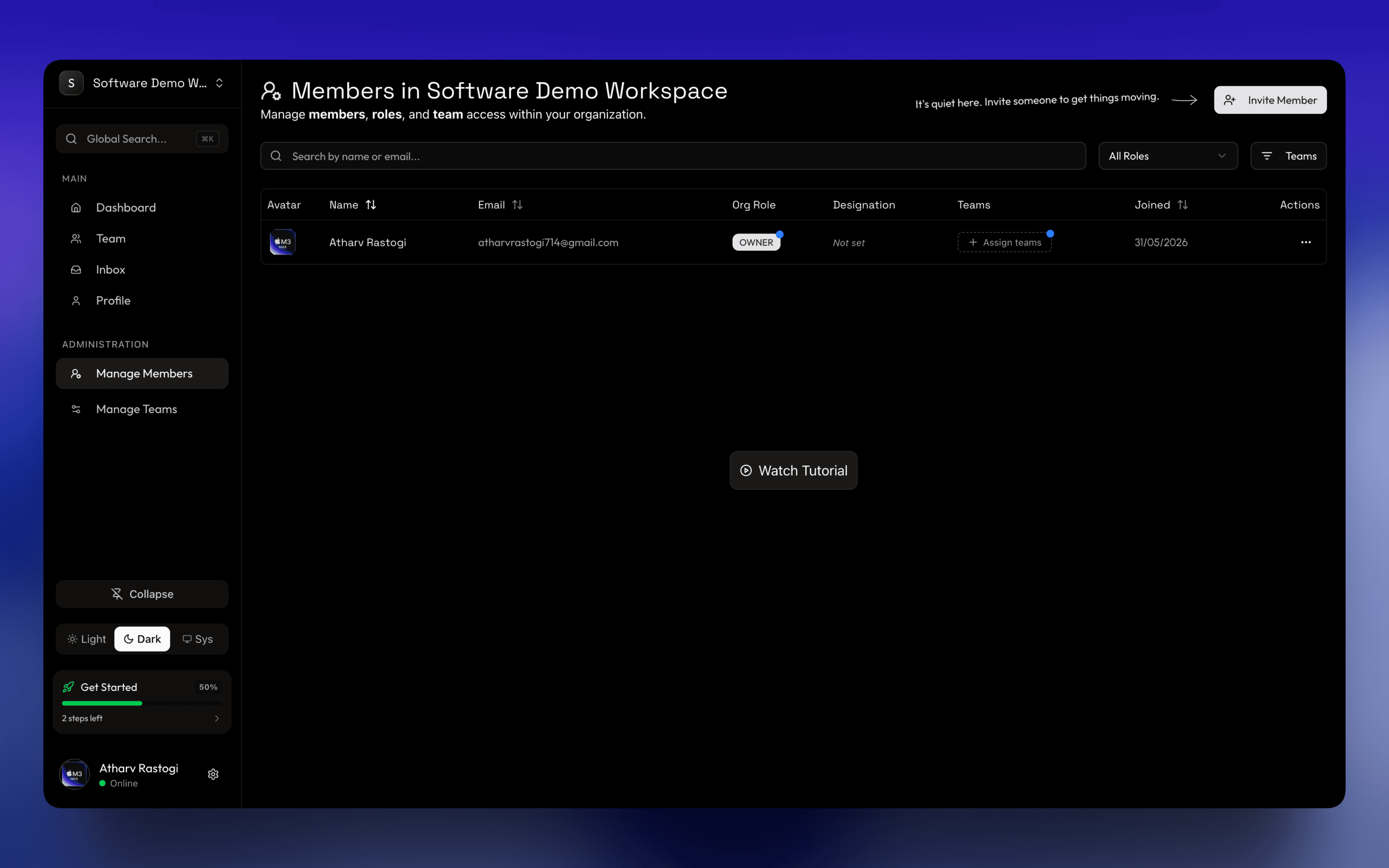 Manage Members Page