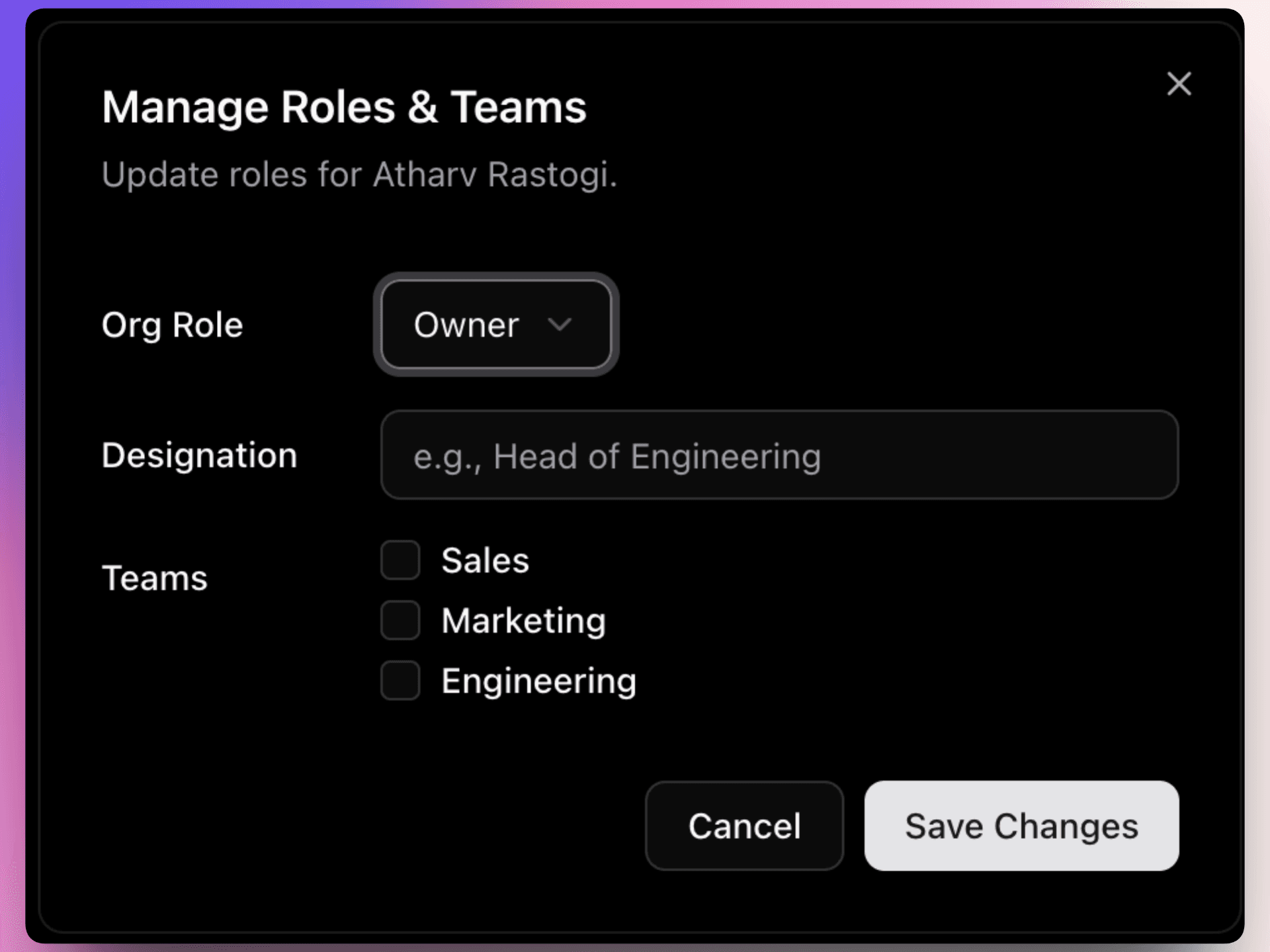 orgbadge dropdown