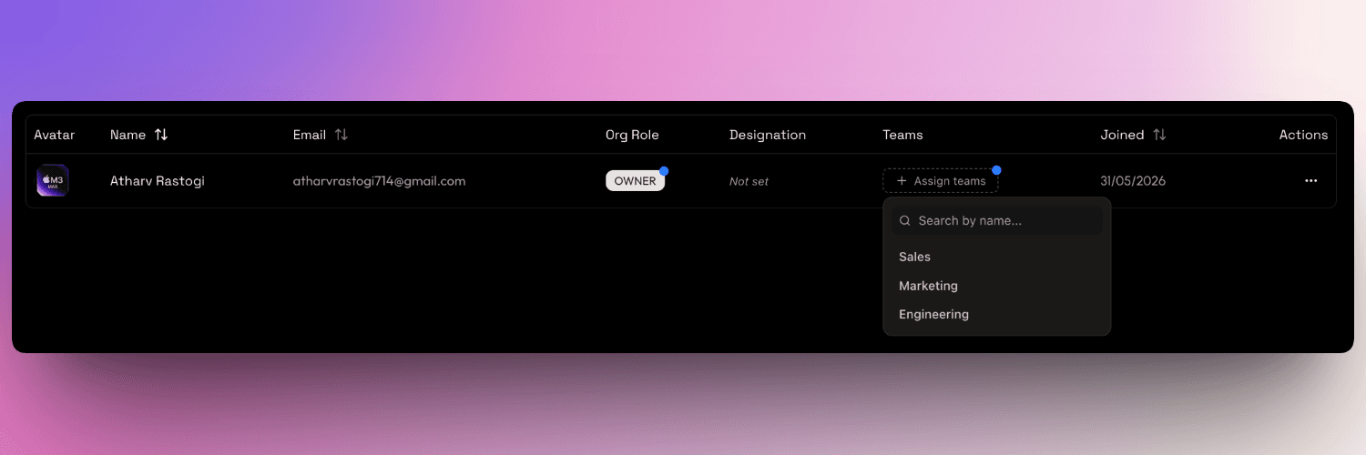orgbadge dropdown